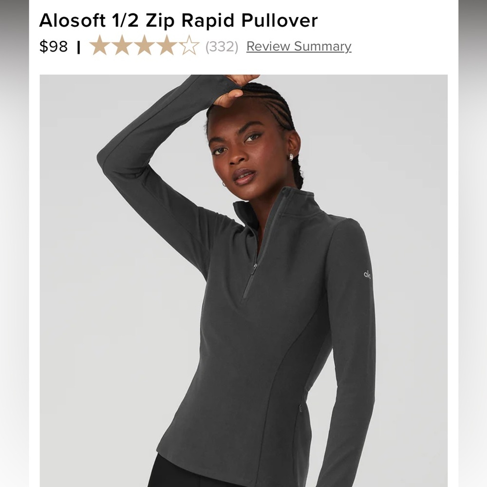 ALO Yoga Alosoft 1/2 Zip Rapid Pullover - Gray